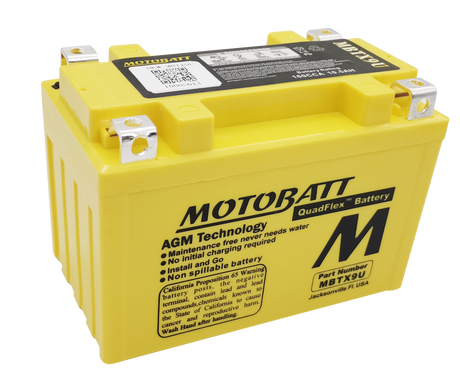 Motobatt MBTX9U Sealed AGM Battery for ATV, Motorcycle, and Powersports Vehicles