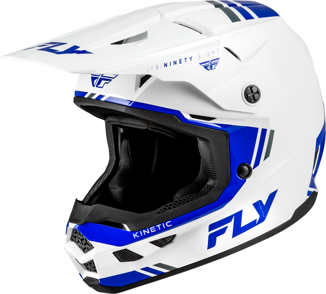 FLY Racing Kinetic Verdict Helmet White/Blue/Grey XL – Off-Road Motorcycle Helmet with DOT and ECE22.06 Approval for ATV, Dirt Bike, and Motocross