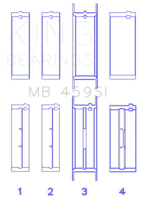 King Engine Bearings Ford V-6 183. (Size +0.50mm) Main Bearing Set