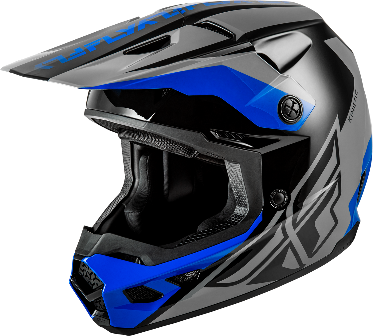 FLY Racing Kinetic Crest Helmet for Off-Road Motorcycles - Grey/Black/Blue, Size XS