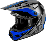 FLY Racing Kinetic Crest Helmet for Off-Road Motorcycles - Grey/Black/Blue, Size XS