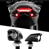 XK GLOW Mini LED Turn Signal Black and Red Pair for Universal 12V Motorcycles