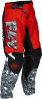 Fly Racing Youth Kinetic Mutant Pants – Size 24, Red/White/Black – Durable Motorcycle Riding Trousers with Mesh Liner and Adjustable Fit