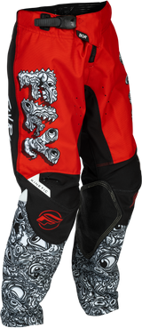 Fly Racing Youth Kinetic Mutant Pants for Motocross - Red/White/Black, Size 20, Compatible with Honda, Yamaha, Kawasaki, Suzuki, KTM, and More