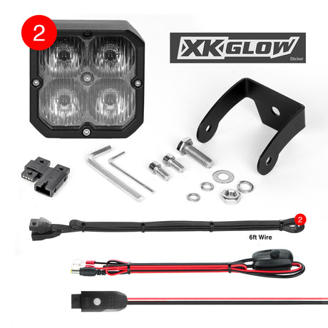 XK GLOW 20W RGB Pod Lights with Driving Beam Pattern – Universal Fit for Off-Road and Automotive Vehicles