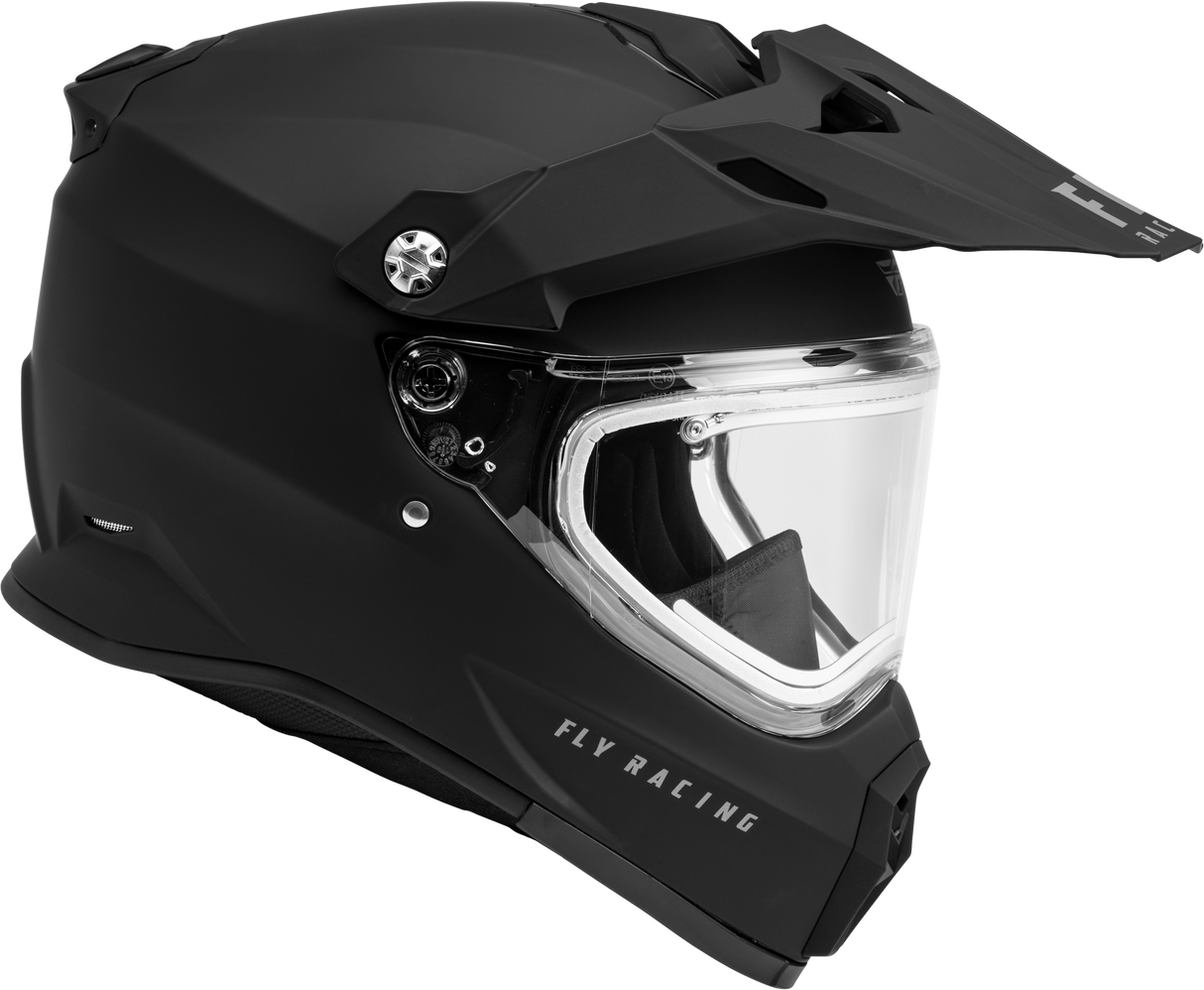 Fly Racing Trekker CW Solid Helmet with Electric Shield in Matte Black – Fits Off-Road Motorcycles and ATV Vehicles