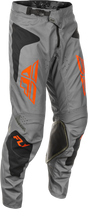 Fly Racing Kinetic Sym Offroad Pants Size US 30 – Grey/Orange/Black with Advanced Ventilation and Adjustable Fit