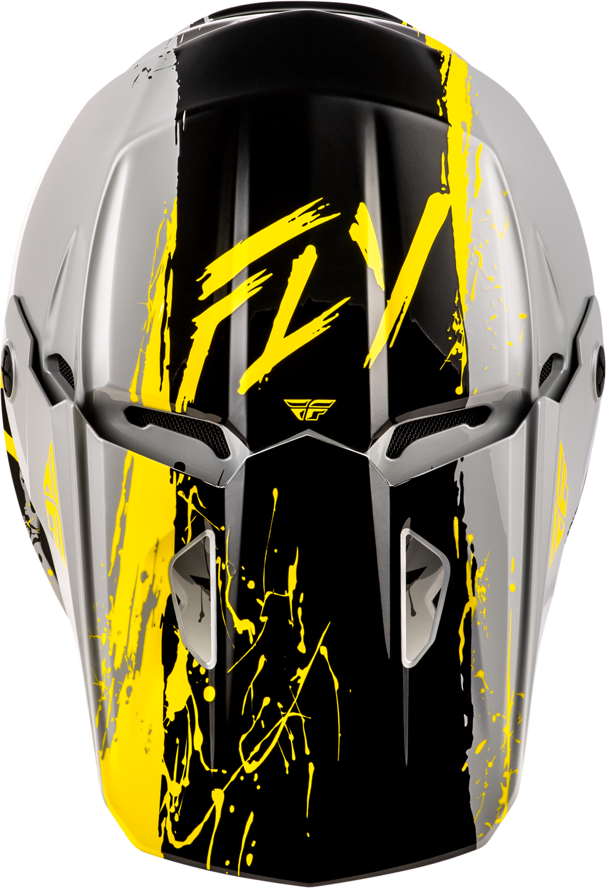 FLY Racing Youth Kinetic Drip Helmet Grey/Black/Yellow – Off-Road Motorcycle Helmet for Kids, Fit for Honda CRF, Kawasaki KX, Yamaha YZ, Suzuki RM