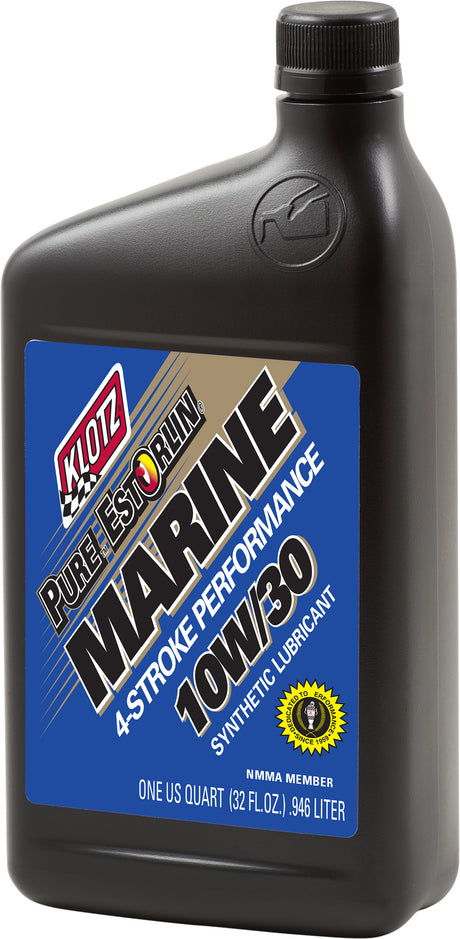 KLOTZ Pure Estorlin Marine 10W30 4T Motor Oil - 1 Quart (Sold Each) for Inboard, Outboard, and PWC Engines