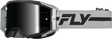Fly Racing Zone Pro Goggle Grey/Black with Black Mirror Smoke Lens – Universal Fit for ATV, Motocross, and Off-Road Vehicles