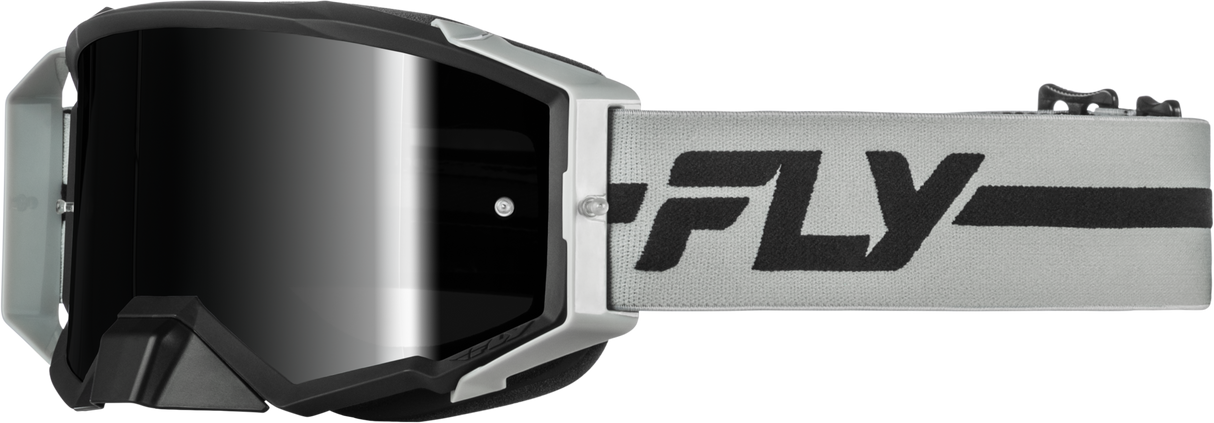 Fly Racing Zone Pro Goggle Grey/Black with Black Mirror Smoke Lens – Universal Fit for ATV, Motocross, and Off-Road Vehicles
