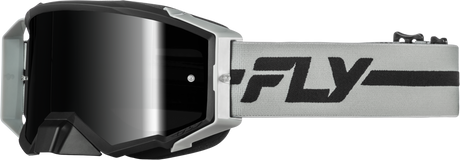 Fly Racing Zone Pro Goggle Grey/Black with Black Mirror Smoke Lens – Universal Fit for ATV, Motocross, and Off-Road Vehicles