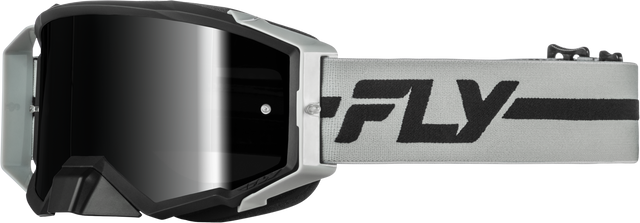Fly Racing Zone Pro Goggle Grey/Black with Black Mirror Smoke Lens – Universal Fit for ATV, Motocross, and Off-Road Vehicles
