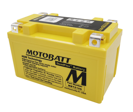 Motobatt MBTZ10S Quadflex Sealed Motorcycle Battery – Universal Fit for Cruiser, Sport, and Touring Bikes