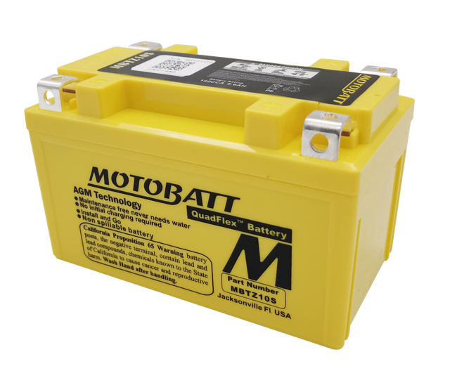 Motobatt MBTZ10S Quadflex Sealed Motorcycle Battery – Universal Fit for Cruiser, Sport, and Touring Bikes