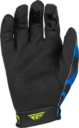 Fly Racing Lite Zen Gloves Black/Blue/Hi Vis for ATV, Dirt Bike, and Motocross Riders