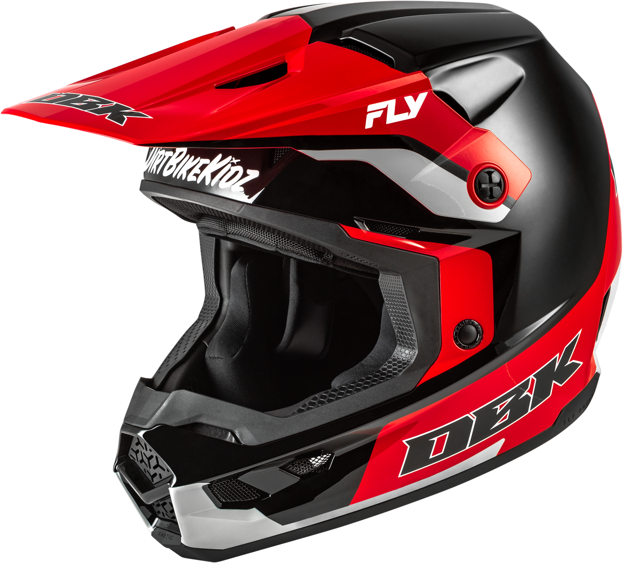 Fly Racing Kinetic DBK Helmet for Off-Road Motorcycles – Medium, Black/Red/Grey, DOT & ECE22.06 Approved