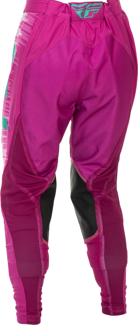 Fly Racing Women's Lite Pants Pink/Turquoise Size 07/08 - Lightweight Athletic Riding Trousers with Ventilated Mesh and Adjustable Fit