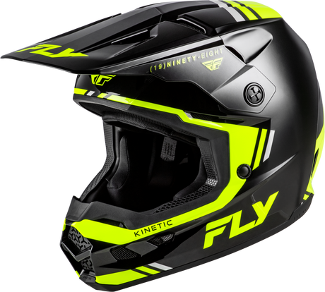 FLY Racing Kinetic Verdict Helmet for Off-Road Motorcycles - Black/Hi Vis/Grey, Medium Fits Honda CRF250R, Yamaha YZ250F, KTM SX250