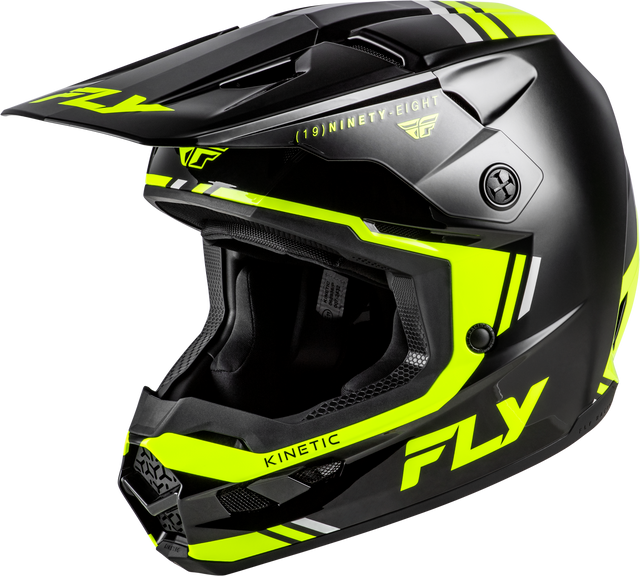 FLY Racing Kinetic Verdict Helmet for Off-Road Motorcycles - Black/Hi Vis/Grey, Medium Fits Honda CRF250R, Yamaha YZ250F, KTM SX250