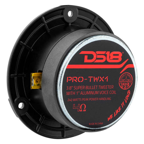 DS18 PRO-TWX1 3.8-inch Super Bullet Tweeter with 120 Watts RMS for Car Audio Systems, 4 Ohm, Silver Finish