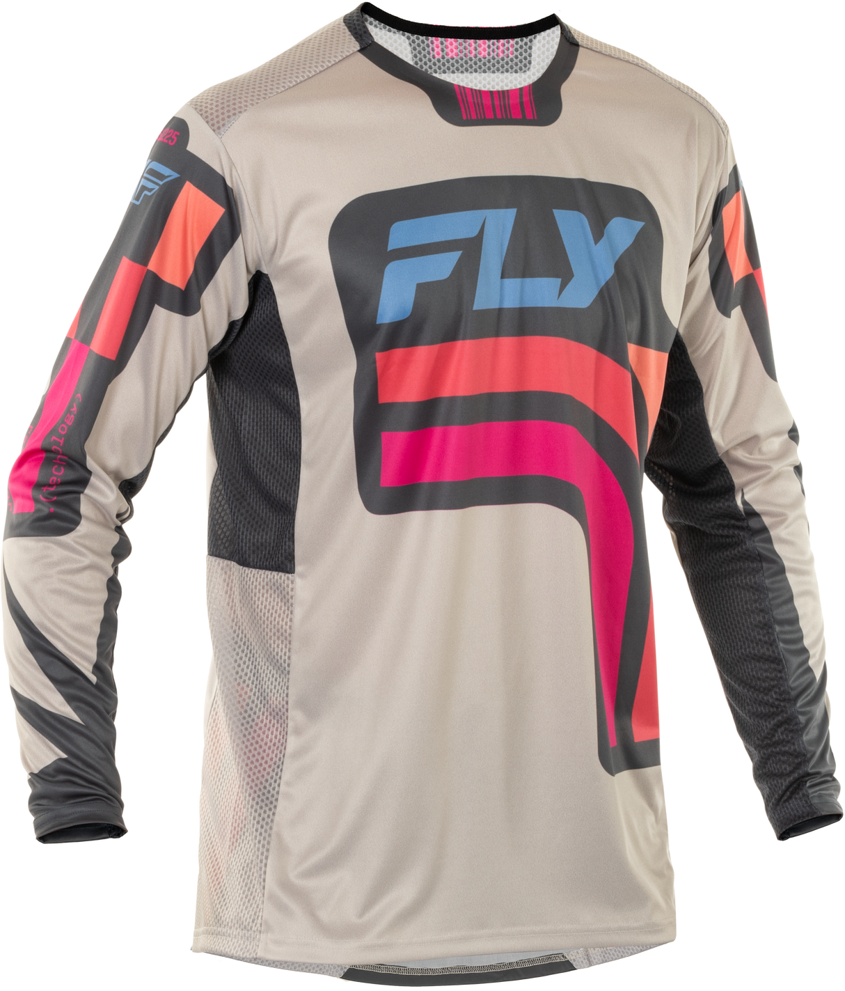 Fly Racing Lite Vice Jersey Light Grey/Pink/Coral XL - Motorcycle Riding Jersey with Ventilation for Off-Road and Motocross