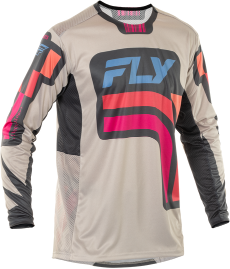 Fly Racing Lite Vice Jersey Light Grey/Pink/Coral XL - Motorcycle Riding Jersey with Ventilation for Off-Road and Motocross