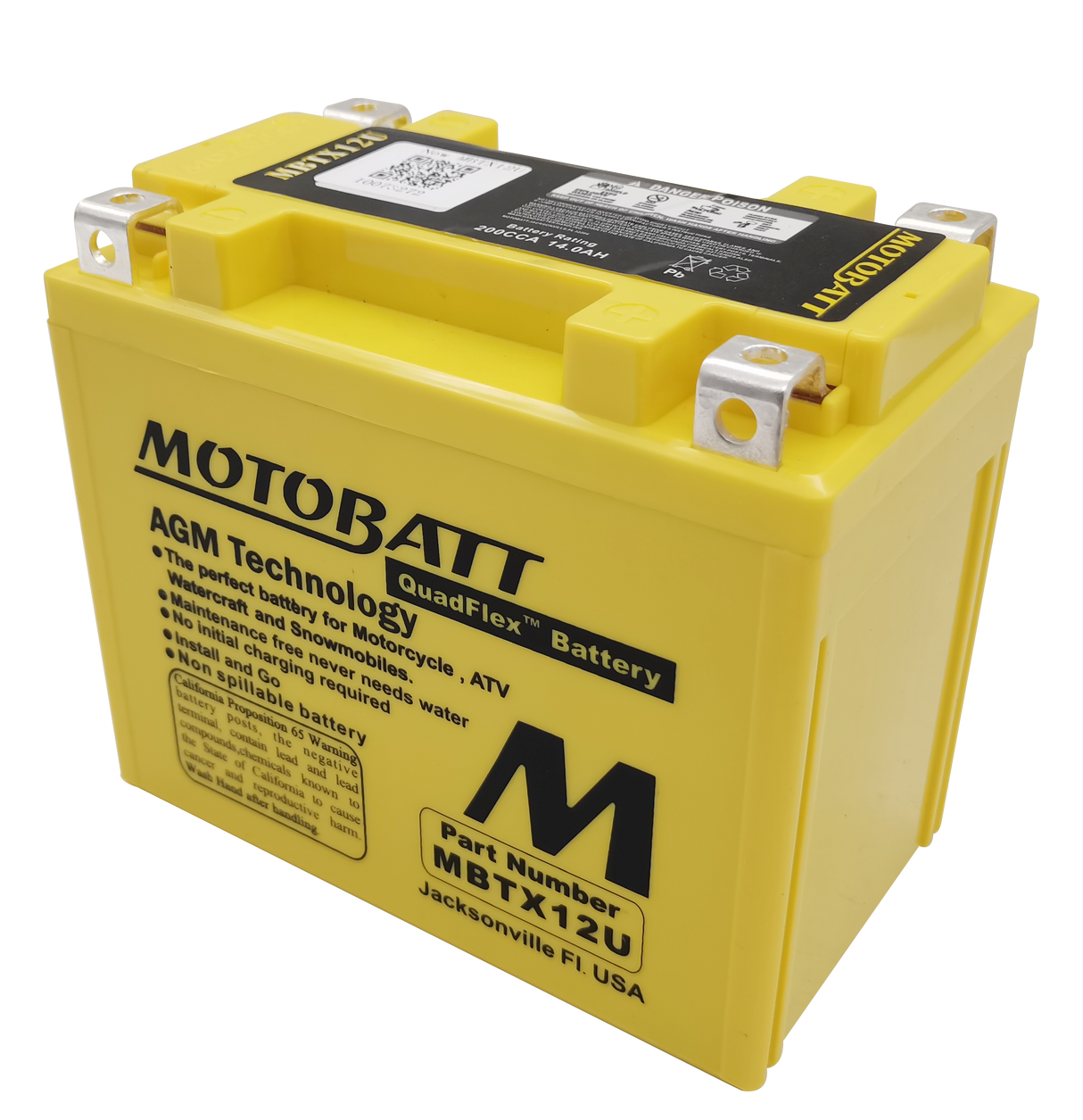 Motobatt MBTX12U Sealed AGM Battery for Motorcycle, ATV, and Powersports Vehicles