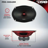 DS18 PRO-X694BM 6x9 Inch 275 Watt RMS 4 Ohm Mid-Range Bullet Loudspeakers for Car Audio