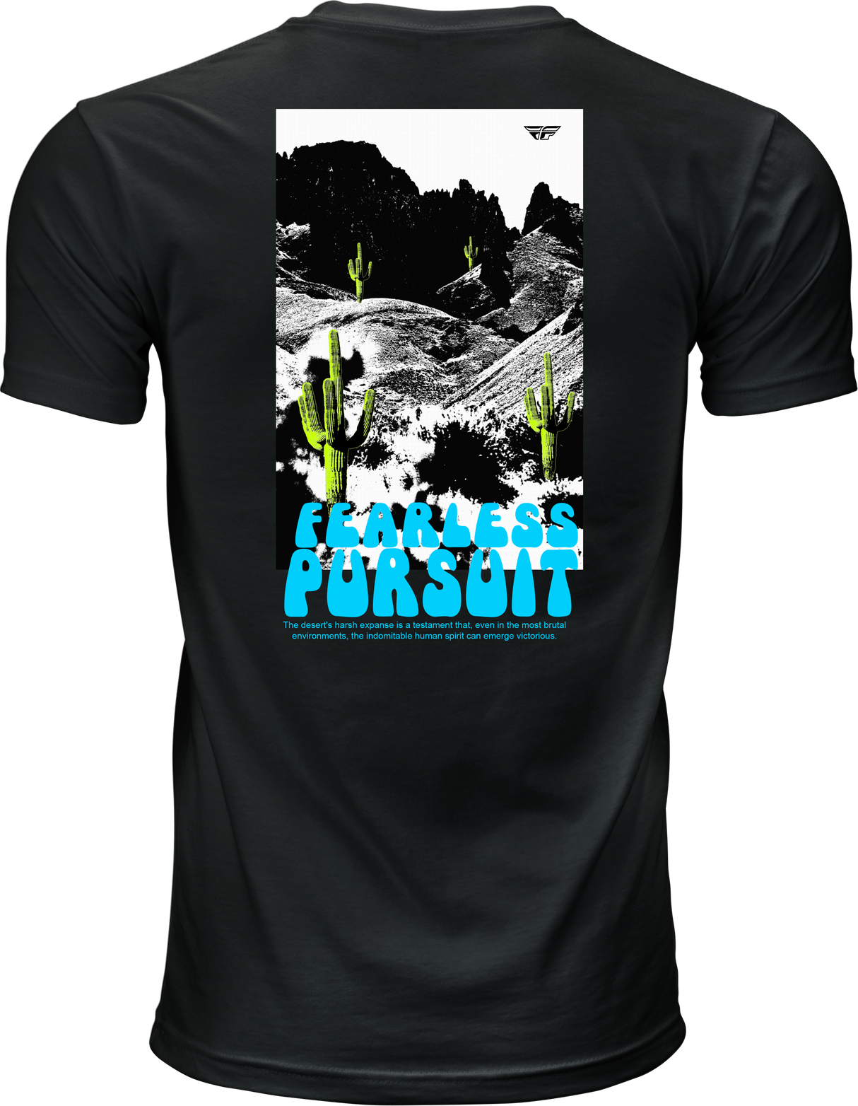Fly Racing Desert Tee Black Medium - Comfortable 100% Cotton Crew Neck for Off-Road Vehicles