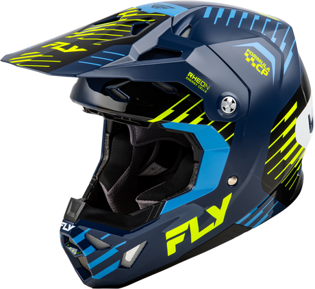 Fly Racing Formula Cp Slice Helmet Navy/Hi Vis/White Large - Lightweight Motorcycle Helmet with Impact Protection