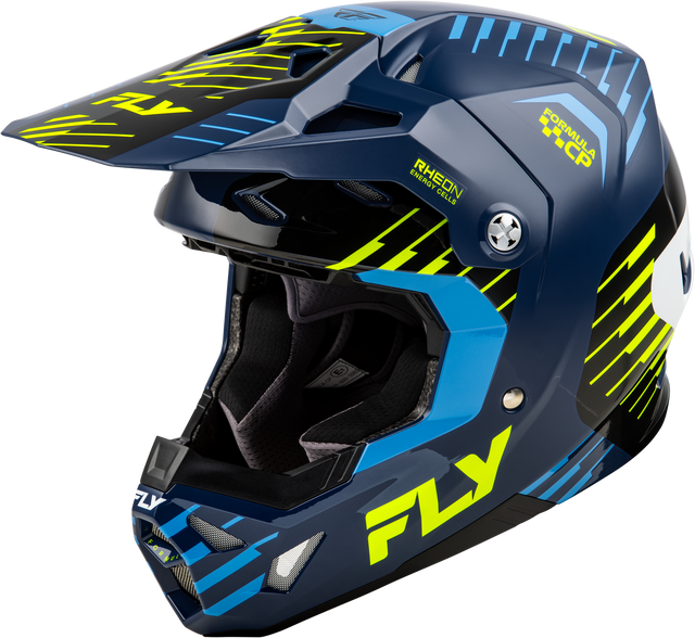 Fly Racing Formula Cp Slice Helmet Navy/Hi Vis/White Large - Lightweight Motorcycle Helmet with Impact Protection
