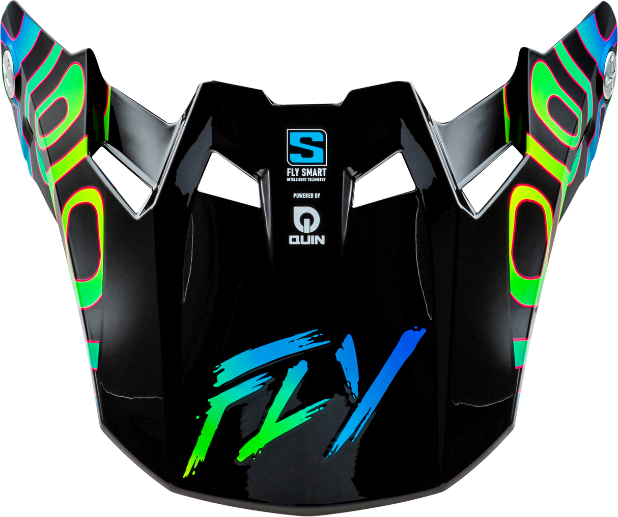 Fly Racing Formula S Carbon Zen Visor Black with Blue and Yellow accents - Compatible with select motocross helmets
