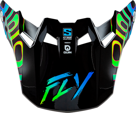 Fly Racing Formula S Carbon Zen Visor Black, Blue & Yellow for Motorcycle Helmets - Medium/Large Fit