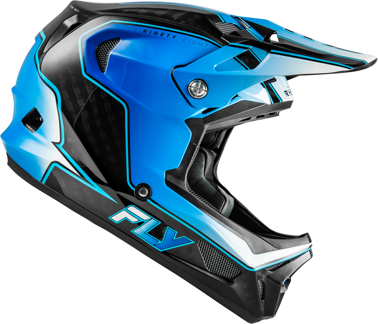 Fly Racing Werx R Flow Carbon Helmet for Motocross - Black Carbon/Blue/White Medium