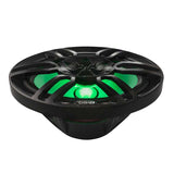 DS18 NXL Series 6x9 Inch Coaxial Marine Speaker with RGB Lights - Black - Fits Powersports Vehicles