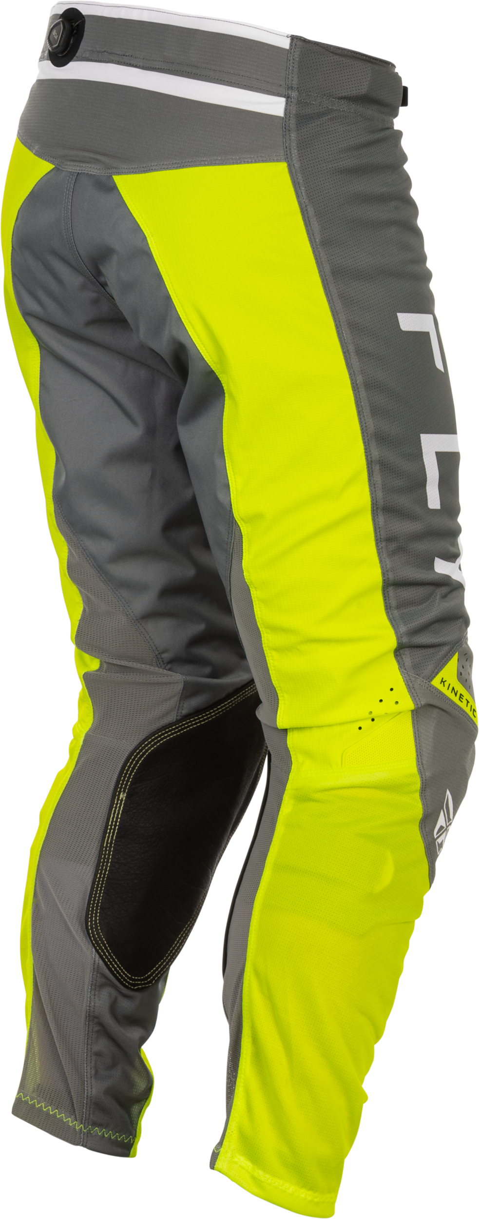 Fly Racing Kinetic Mesh Center Offroad Pants for US 36 Vehicles with BOA Fit System, Grey/White/Hi-Vis