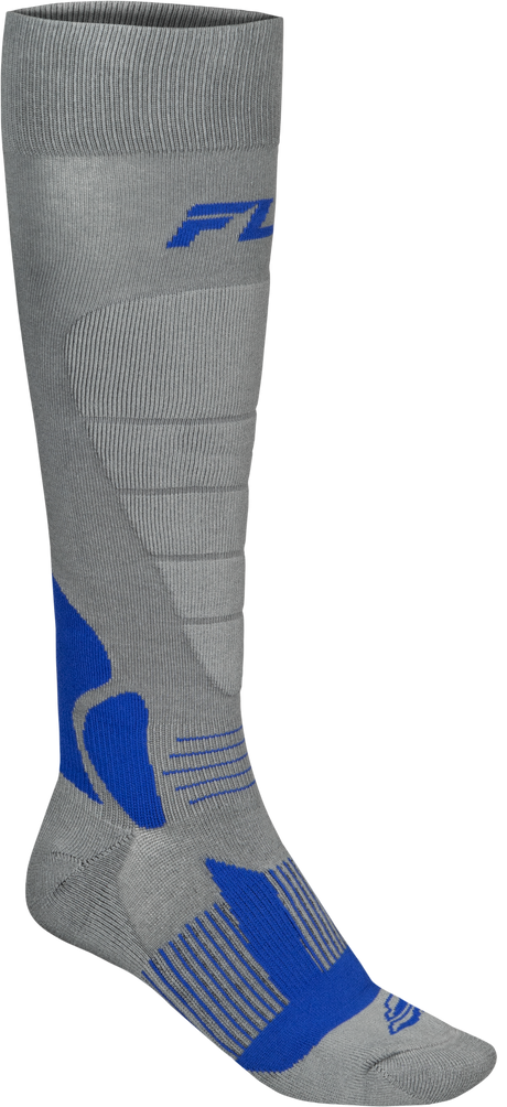 Fly Racing Snow Heavyweight Wool Sock Grey/Blue for ATV, Snowmobile, and Winter Motorcycle Riding