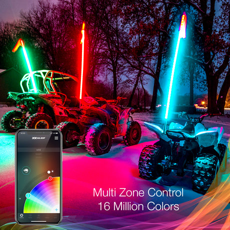 XK GLOW 2nd Gen 4-Foot LED Whip with RGB Lighting and Music Sync for Trucks and SUVs (Part XK-WHIPB)