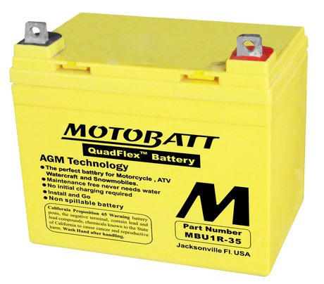 MOTOBATT MBU135 Sealed AGM Battery with Quadflex Technology for Motorcycle, ATV, and Powersports Vehicles