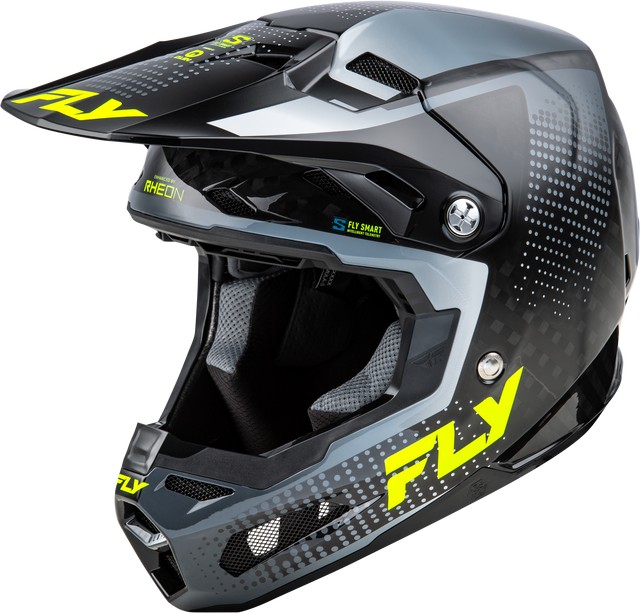 Fly Racing Formula S Carbon Protocol Helmet for Motocross and Off-Road Vehicles - Black, Grey, Hi Vis - Medium Fitment
