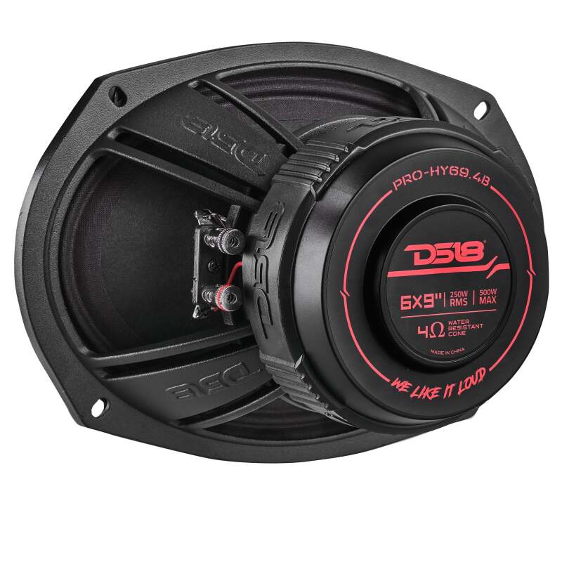 DS18 PRO-HY69.4B 6x9 Inch 250W RMS Water-Resistant Mid-Range Speaker for Automotive Applications
