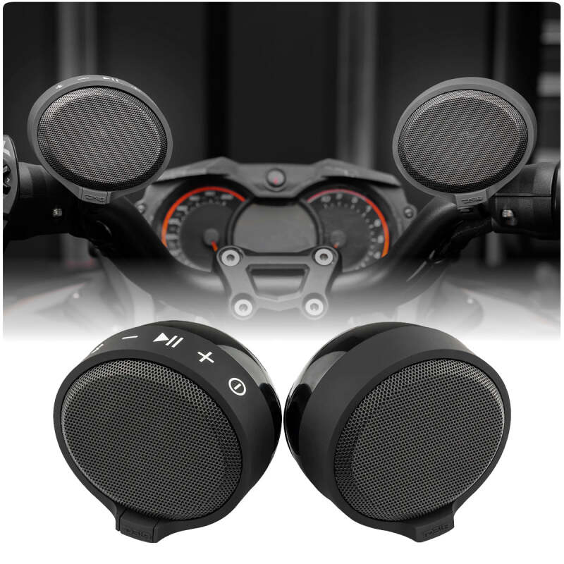 DS18 RYDERBT Bluetooth Handlebar Mount Speakers for Motorcycles - 2.5 Inch Full-Range Amplified Class D Audio System with USB Port and Water Resistance