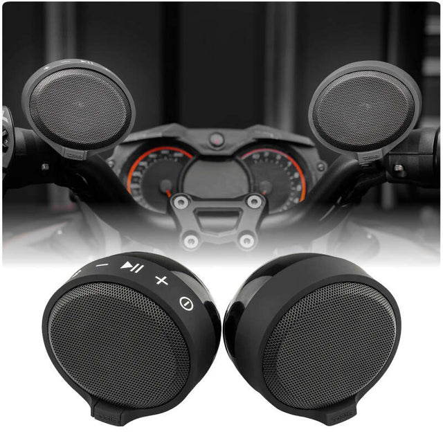 DS18 RYDERBT Bluetooth Handlebar Mount Speakers for Motorcycles - 2.5 Inch Full-Range Amplified Class D Audio System with USB Port and Water Resistance