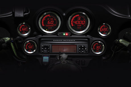 KOSO HD 02 Series Gauge Kit with Silver Bezel for Harley-Davidson FLHTC Electra Glide Classic (2004-2013)
