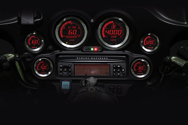 KOSO HD 02 Series Gauge Kit with Silver Bezel for Harley-Davidson FLHTC Electra Glide Classic (2004-2013)