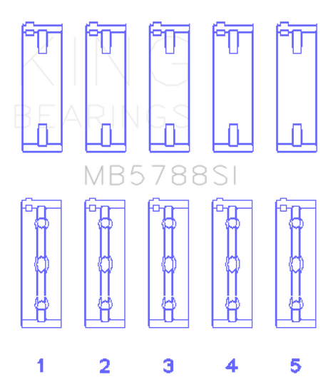 King Engine Bearings Suzuki J24B (Size +0.50mm) Main Bearing Set