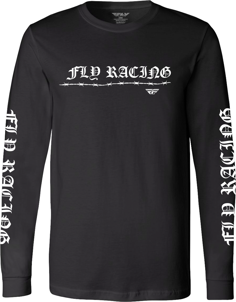Fly Racing Barbed Wire Long Sleeve Black Shirt - Large Fit for Motorcycle and ATV Bikes