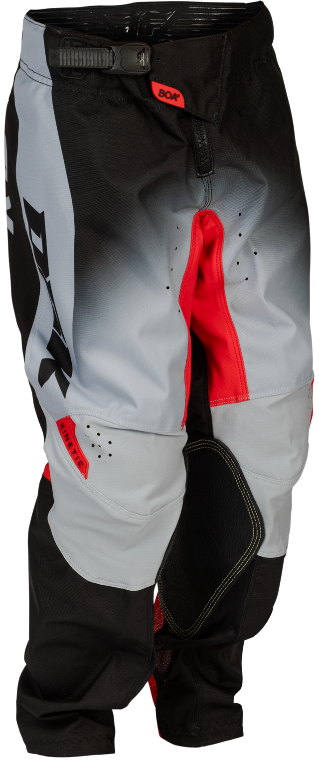 Fly Racing Youth Kinetic DBK Pants for Off-Road Motorcycles – Size 18, Grey/Black/Red, Fits Honda CRF250R, Kawasaki KX250, Yamaha YZ250, KTM SX250