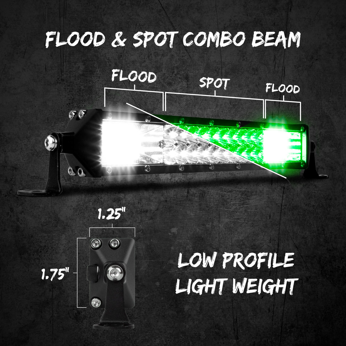 XK GLOW 10-inch 2-in-1 LED Light Bar with Dual Color White and Green for Trucks, SUVs, and Off-Rroad Vehicles
